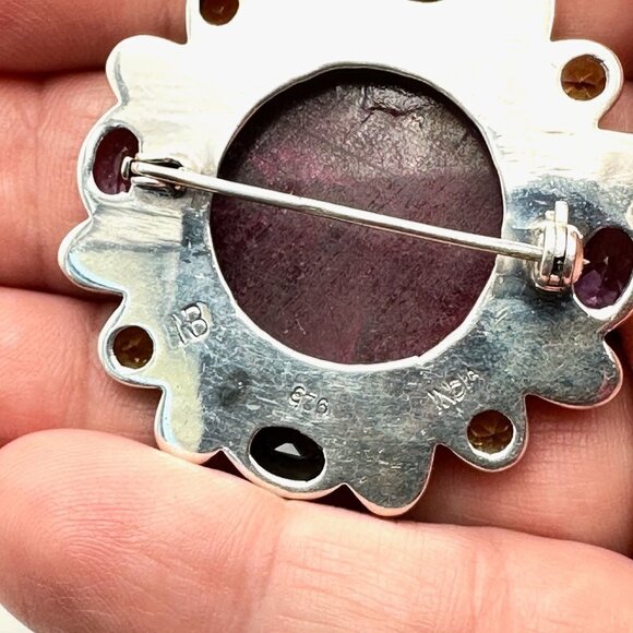 Nicky Butler Women Brooch Pin Sterling Silver Ruby Multi Gemstone Gift Idea - Picture 4 of 5